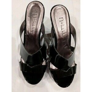 N By Nicole Miller “VALERIE” Black High Wedge Sandal SZ 8  WORN 1 TIME